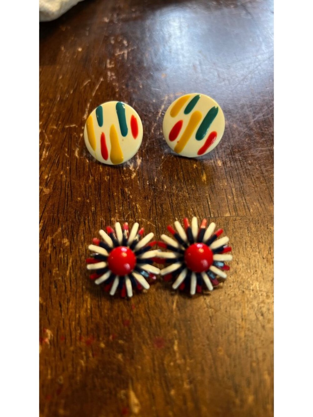 80’s Multicolor Clip-On & Stud Earrings Set Abstract & Floral Design Retro Acces
